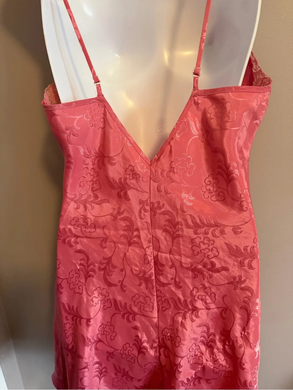 Adonna Vintage Pink Jacquard Lace Slip Dress S - Picture 6 of 7